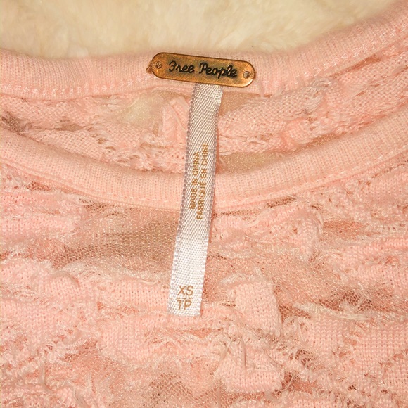 Free People mesh sheer pink lace top - Picture 3 of 4